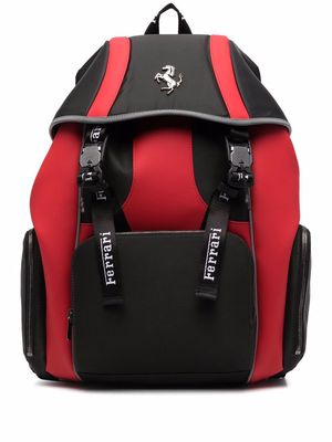 Ferrari logo colour-block backpack - Red
