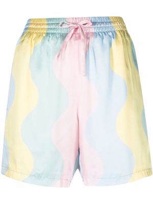 Casablanca wave-print silk shorts - Yellow