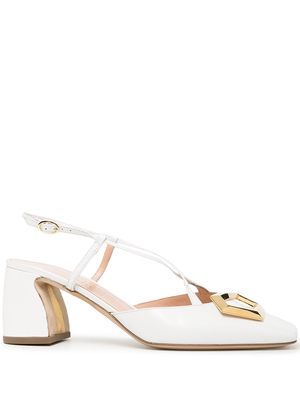 Rupert Sanderson square toe banana heel pumps - White