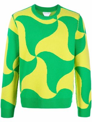 Bottega Veneta abstract-print knitted jumper - Green