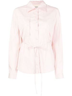 PortsPURE tie-detail button-up shirt - Pink
