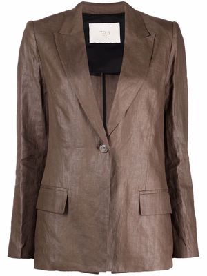 Tela single-breasted linen blazer - Brown