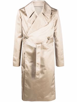 Rick Owens satin-finish trench coat - Neutrals