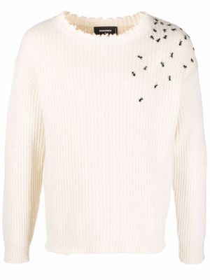 Dsquared2 Ants rib-knit jumper - White