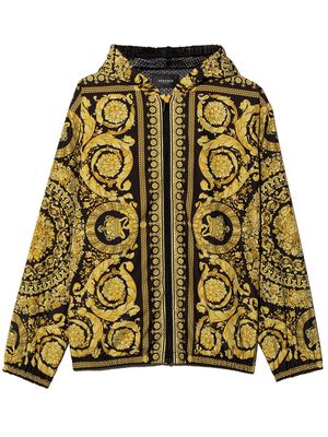 Versace Kids Barocco print hooded bomber jacket - Black