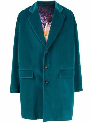 LANVIN buttoned cotton-silk coat - Blue