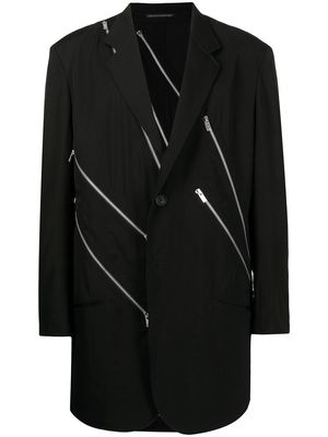 Yohji Yamamoto zip-embellished single-breasted blazer - Black