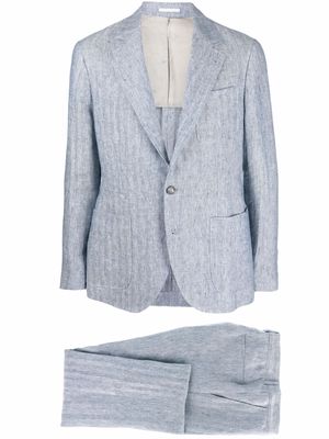 Brunello Cucinelli chambray-effect two-piece suit - Blue