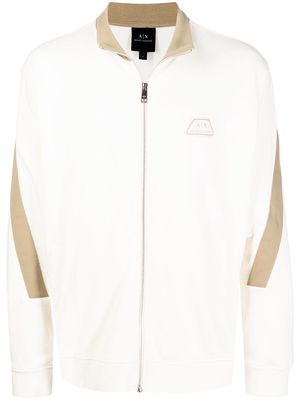 Armani Exchange panelled zip-up sweatshirt - White