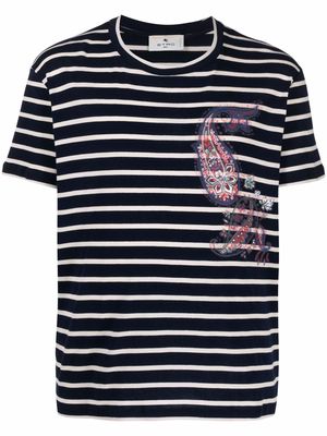 ETRO striped paisley-print T-shirt - Blue