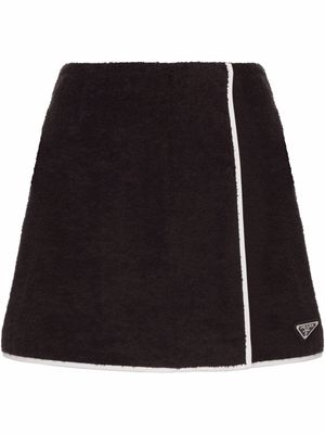 Prada logo-plaque terry-cloth skirt - Black