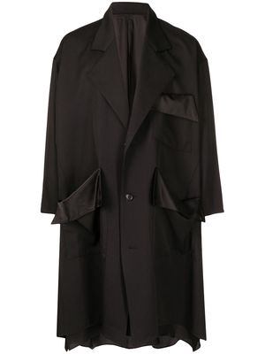 sulvam flap-pocket overcoat - Black