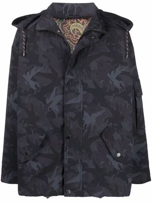 ETRO camouflage hooded sportswear jacket - Black