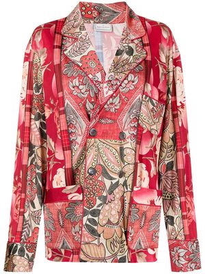 Pierre-Louis Mascia mix-print double-breasted blazer - Red