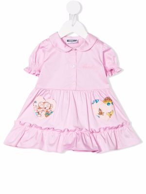 Moschino Kids embroidered-logo heart patch dress - Pink