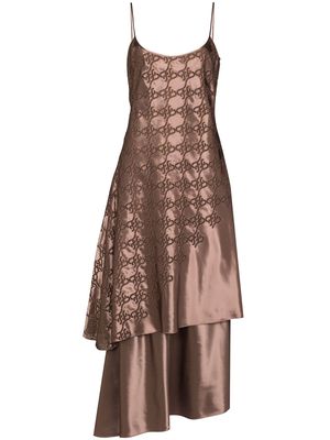 Fendi FF Karligraphy satin dress - Brown