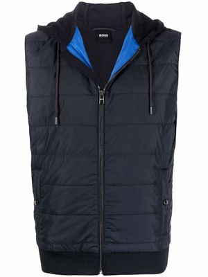 BOSS quilted-panel hooded gilet - Blue