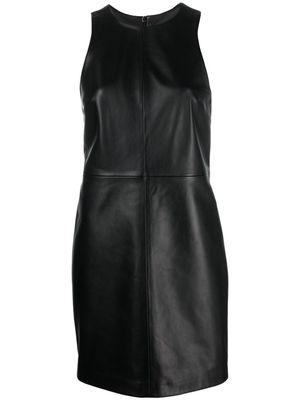12 STOREEZ sleeveless leather mini dress - Black