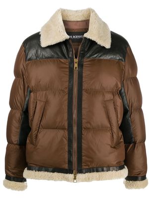 Neil Barrett panelled zipped puffer jacket - Brown