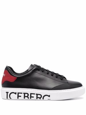 Iceberg logo-print low-top leather sneakers - Black