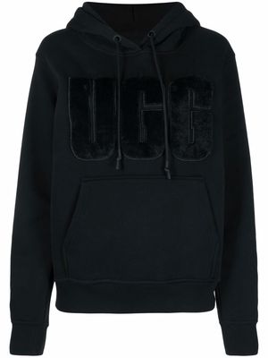 UGG faux-fur logo-embossed hoodie - Black