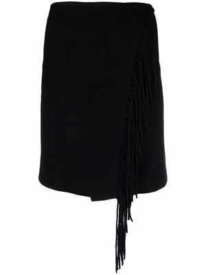 Helmut Lang Pre-Owned 2000s fringe detailing straight-fit skirt - Black