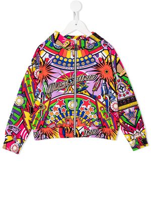 Moschino Kids all-over graphic bomber jacket - Multicolour