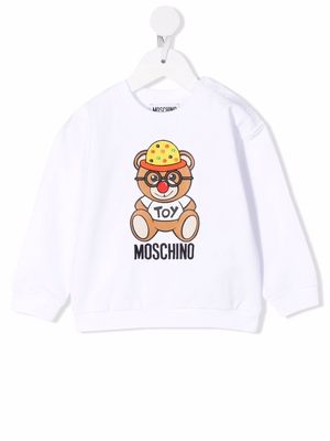 Moschino Kids Teddy Bear clown-embroidered sweatshirt - White