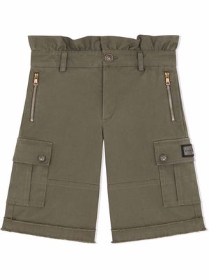 Dolce & Gabbana Kids paperbag-waist cargo trousers - Green