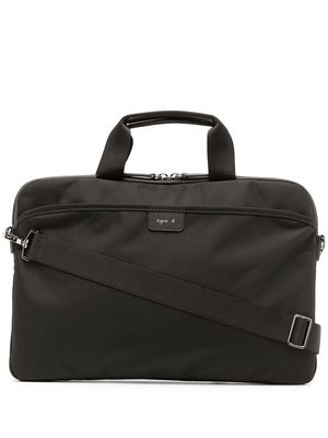 agnès b. logo-tag laptop bag - Black