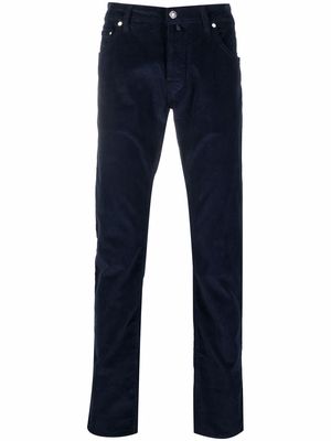 Jacob Cohen handkerchief-detail corduroy straight trousers - Blue