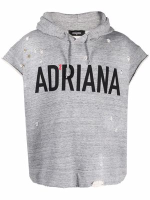 Dsquared2 Adriana distressed sleeveless hoodie - Grey
