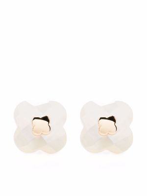 Morganne Bello 18kt yellow gold Victoria clover stone mother-of-pearl stud earrings