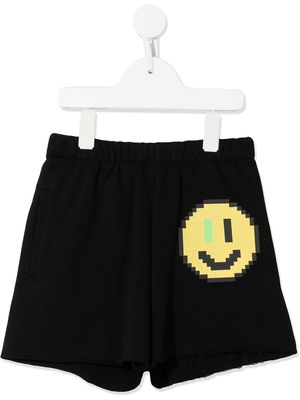 Natasha Zinko Kids Pixel Smiley cotton shorts - Black