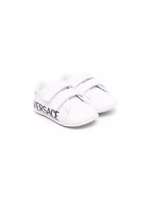 Versace Kids logo-print touch-strap trainers - White