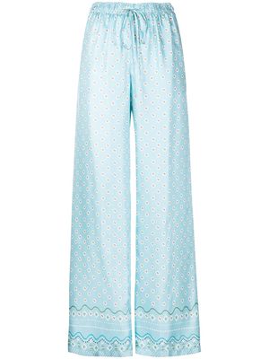 Ermanno Scervino floral-print silk trousers - Blue