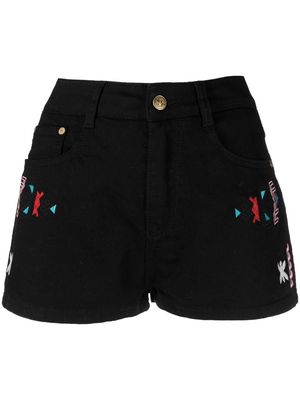 Ermanno Scervino embroidered denim mini shorts - Black