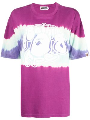 A BATHING APE® logo-print tie-dye T-shirt - Purple