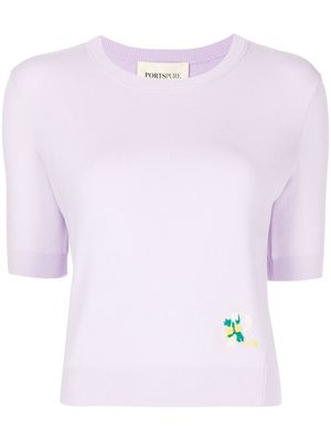 PortsPURE embroidered-logo knitted top - Purple