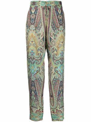 ETRO paisley-print linen trousers - Green