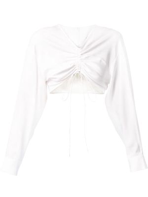 Christopher Esber ruched cropped shirt - White