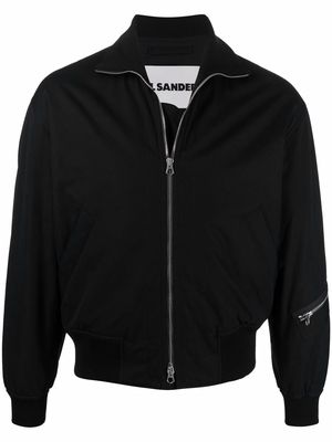 Jil Sander zip-front short bomber jacket - Black