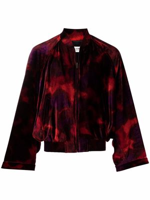 Saint Laurent zip-up velvet jacket - Red