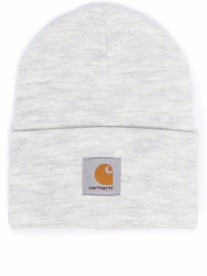 Carhartt WIP logo-patch knitted beanie - Grey