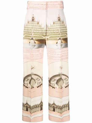 Patou amour island-print wide leg trousers - Neutrals