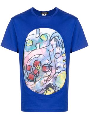 Comme Des Garçons Homme Deux doodle-print T-shirt - Blue