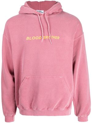 Blood Brother logo-print faded cotton hoodie - Pink