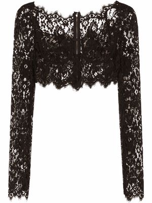 Dolce & Gabbana lace-detail cropped blouse - Black
