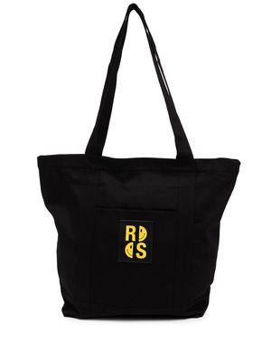 Raf Simons logo-patch cotton tote bag - Black