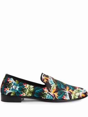 Giuseppe Zanotti Lewis tropical graphic-print loafers - Black